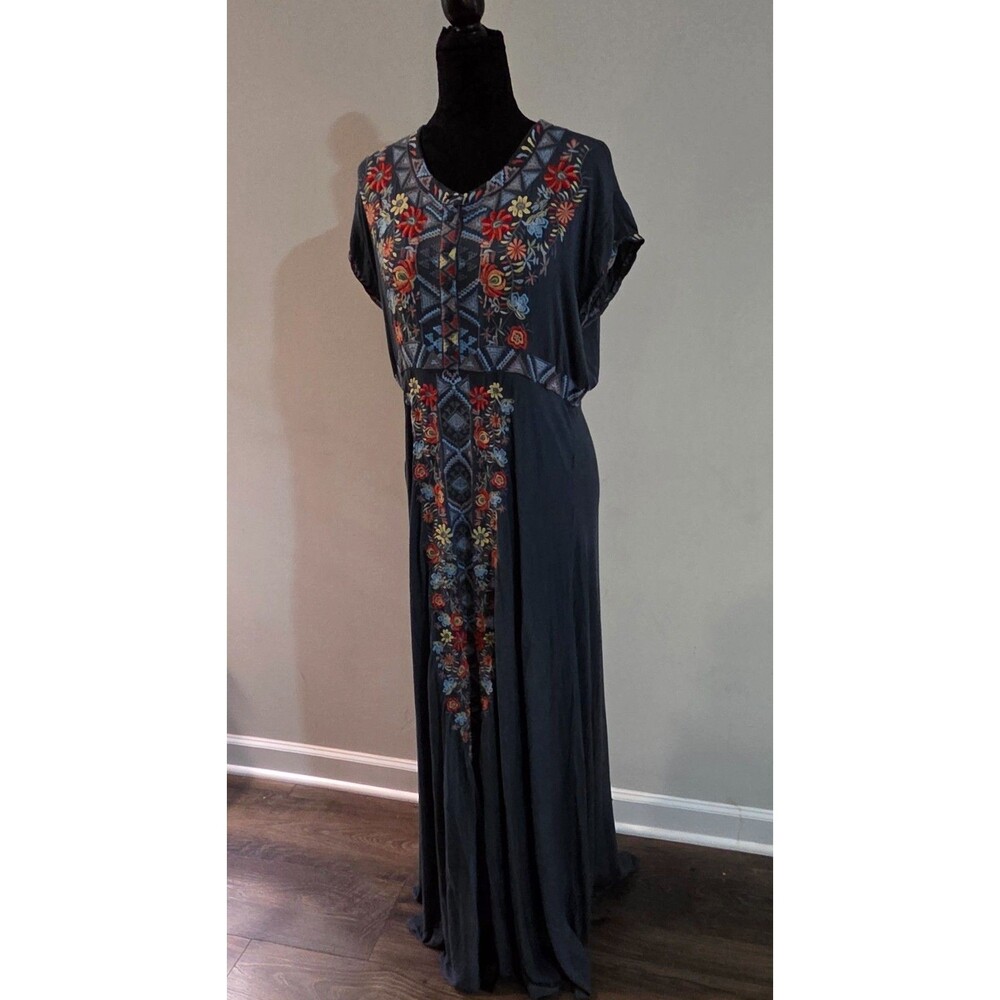 Johnny Was Embroidered Boho Maxi Dress – Floral Southwestern-Inspired Design